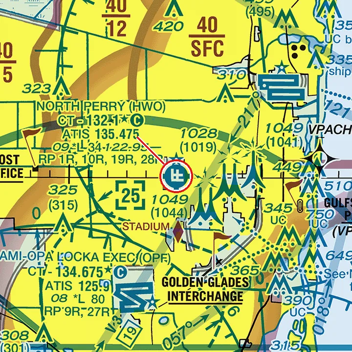 FAA sectional chart excerpt around North Perry