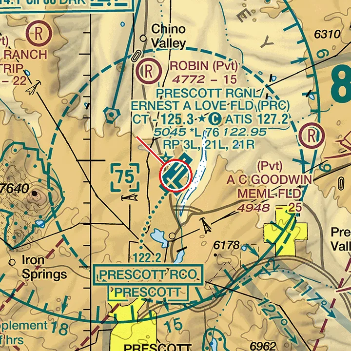 FAA sectional chart excerpt around Prescott Regional/Ernest A Love Field